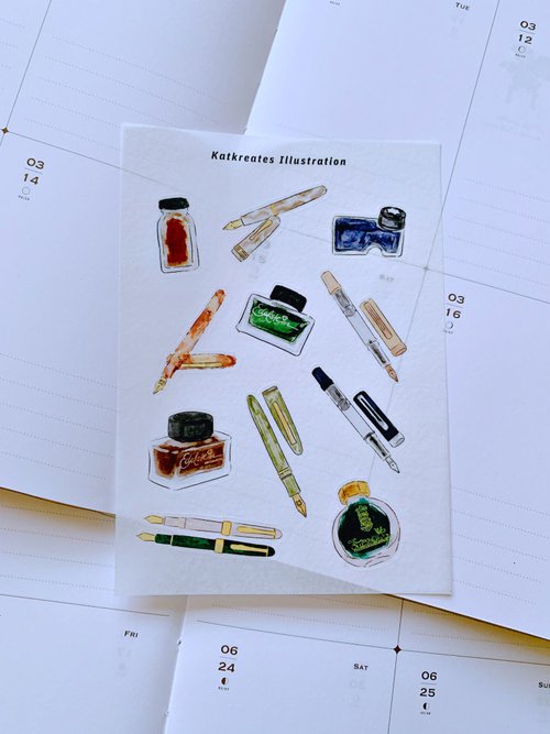 Katkreates Illustration Inks and Pens Sticker Sheet