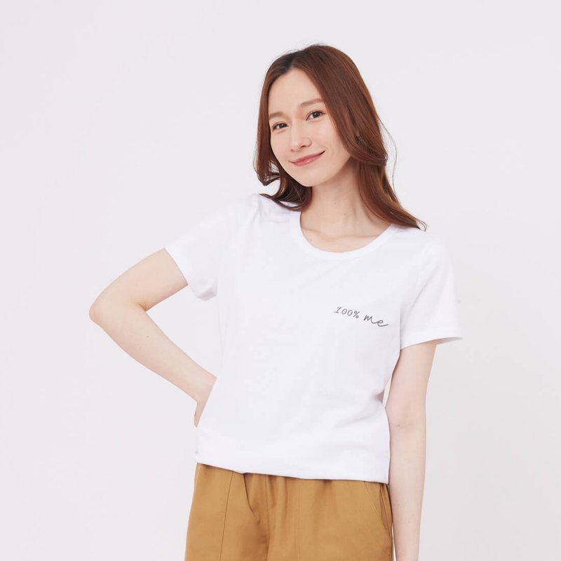 100% me 短袖 蜜桃棉 女T 白色 - 女 T 恤 - 棉．麻 白色