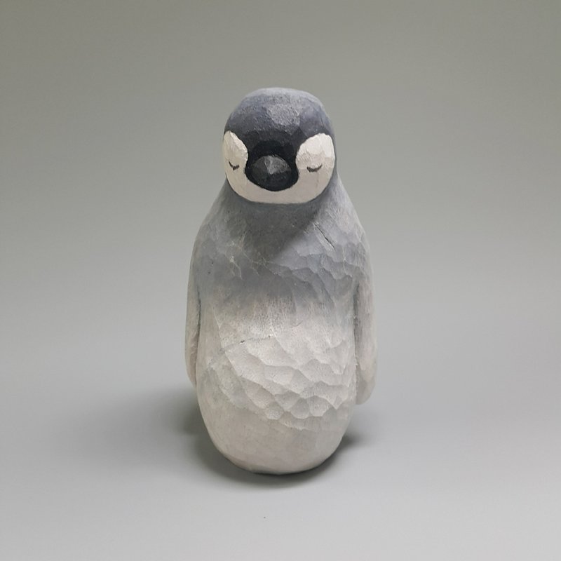 企鵝(木雕藝術品) - 擺飾/家飾品 - 木頭 灰色