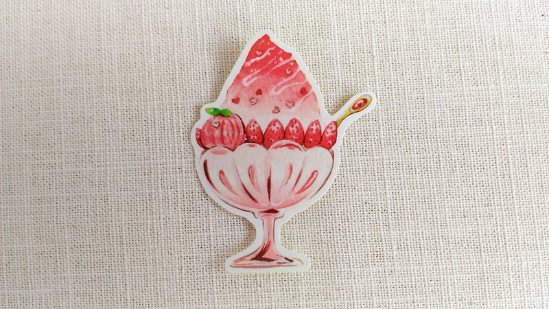 Strawberry shaved ice sticker - สติกเกอร์ - กระดาษ สีแดง