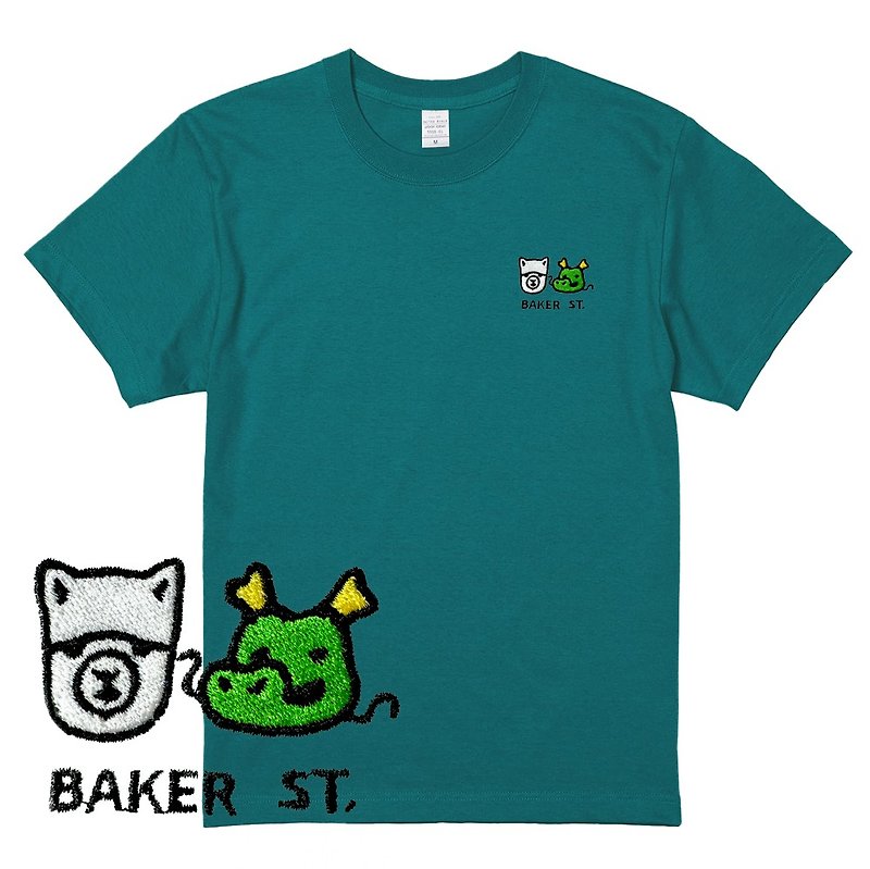 【英國 Baker Street】龍龍好朋友頂級柔棉短袖上衣 - 男 T 恤 - 棉．麻 綠色