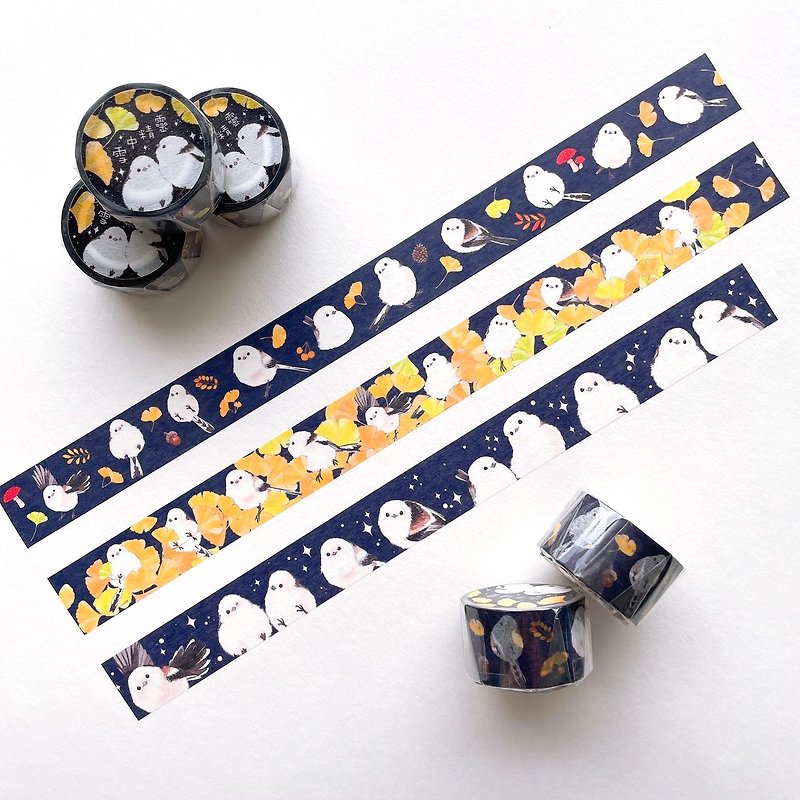 Rolia's handmade long-tailed tit/gingko washi tape/waste tape - มาสกิ้งเทป - กระดาษ 