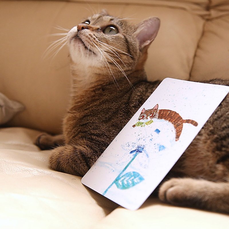 tabby cat postcard - การ์ด/โปสการ์ด - กระดาษ สีนำ้ตาล