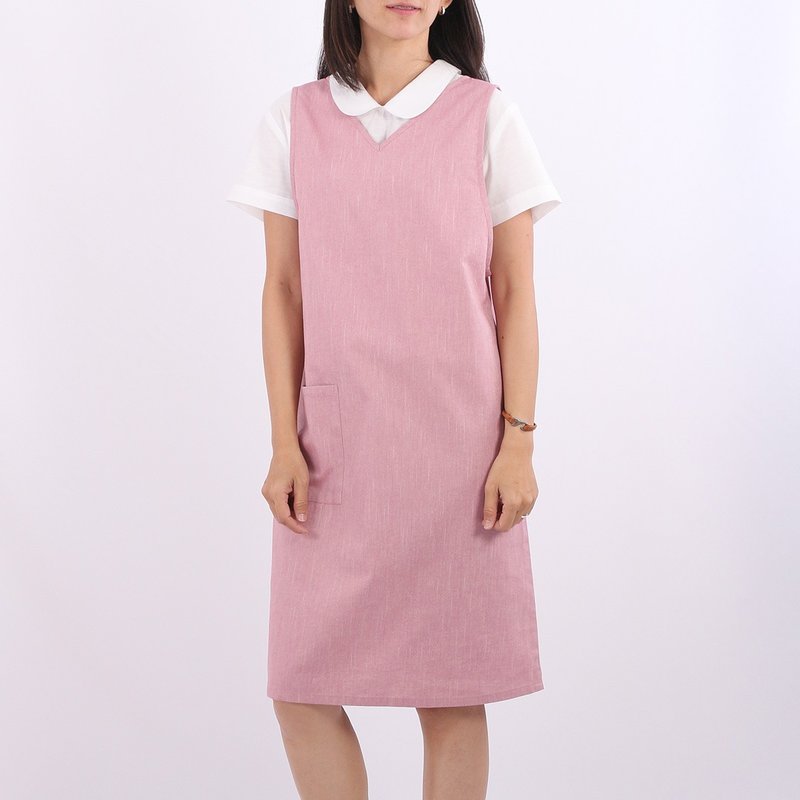 Chambray Jumper Dress / Pink - 洋裝/連身裙 - 棉．麻 粉紅色