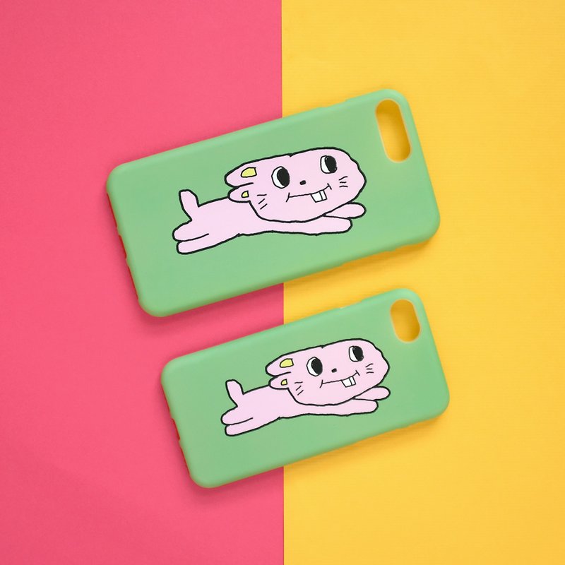 Jumping Rabbit Phone Case - เคส/ซองมือถือ - ซิลิคอน สีเขียว