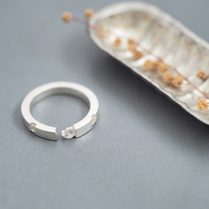 Stone Minimal Men's Ring Silver 925 - แหวนทั่วไป - โลหะ สีเงิน