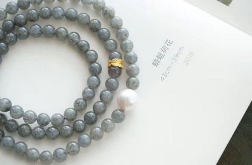 Angel's tears 天使之淚 Jewelry Design 6mm天然和闐玉/和田玉 青花玉 珍珠羽毛隔珠設計多圈手串項鍊m