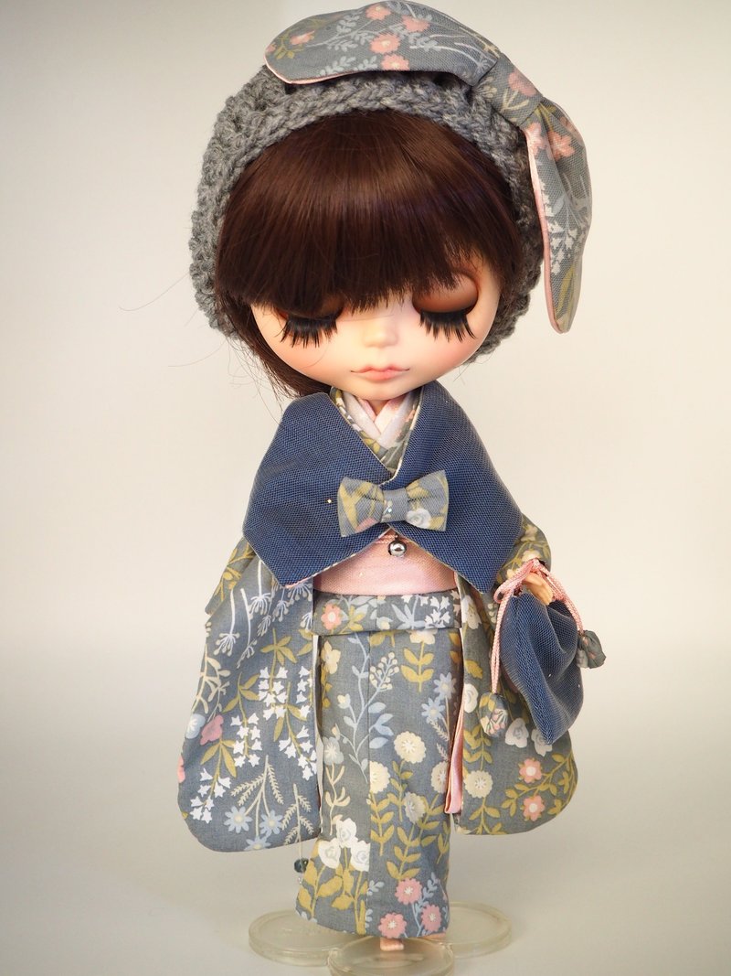 Cute pastel coloured kimono - 公仔/玩偶 - 棉．麻 灰色