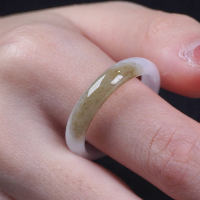 Yellow Jadeite Jade Ring Band | International 21.5 circumference | Natural Burmese A-grade Jadeite | Gift - General Rings - Jade Transparent