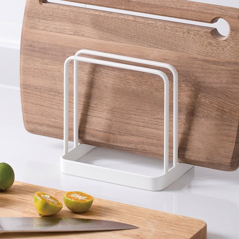 Japan Shuangshan Multifunctional Metal Drain Kitchenware Cutting Board Rack-White - กล่องเก็บของ - โลหะ ขาว