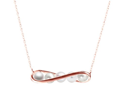 Majade Jewelry Design 貝殼珍珠鎖骨鍊 14k玫瑰金項鍊 流線型清新韓風項鍊 小項鍊輕珠寶