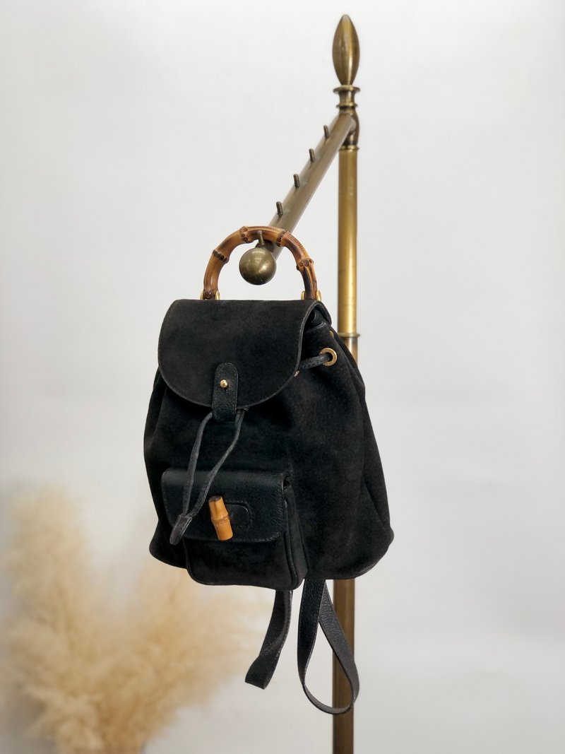 【 日本直送　名牌中古包 】GUCCI グッチ バックパック ブラック バンブー スエード 00319560030 vintage ヴィンテージ sb5ikr - 後背包/背包/書包 - 真皮 黑色