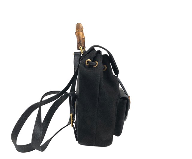 日本直送名牌中古包】GUCCI グッチバックパックブラックバンブー
