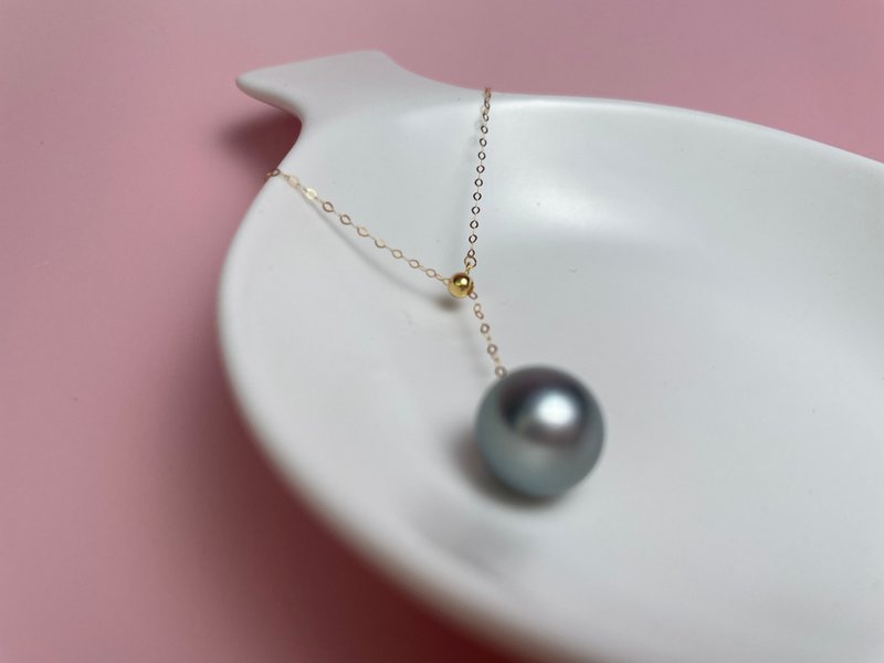 Y字鏈 天然海水珍珠 大溪地黑珍珠 鉑金灰 18K金 項鏈 - 項鍊 - 珍珠 透明