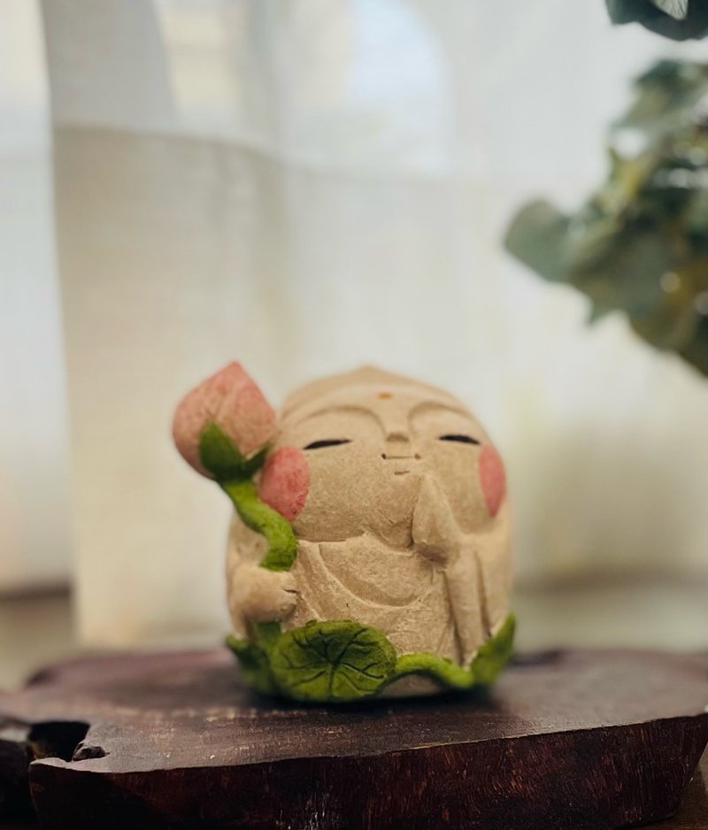 白豆地蔵　蓮杖地蔵 - 擺飾/家飾品 - 陶 白色