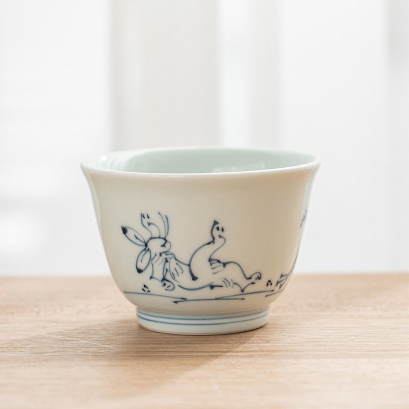 高山寺鳥獸戲 仙茶杯 /洸琳窯 - 茶壺/茶杯/茶具 - 瓷 白色