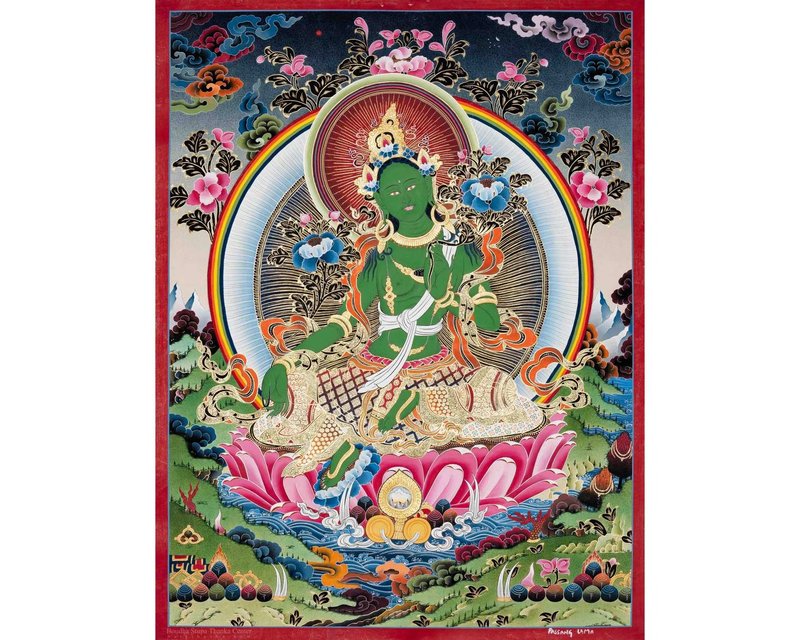 寧靜的綠度母 – 遺產藝術 - 壁貼/牆壁裝飾 - 其他材質 多色
