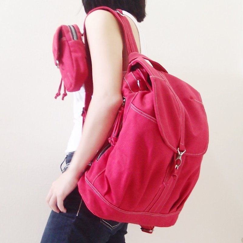 Unisex Backpack / School Bag / Travel Backpack / Diapers Bag / Drawstring - KBP - Backpacks - Other Materials Red