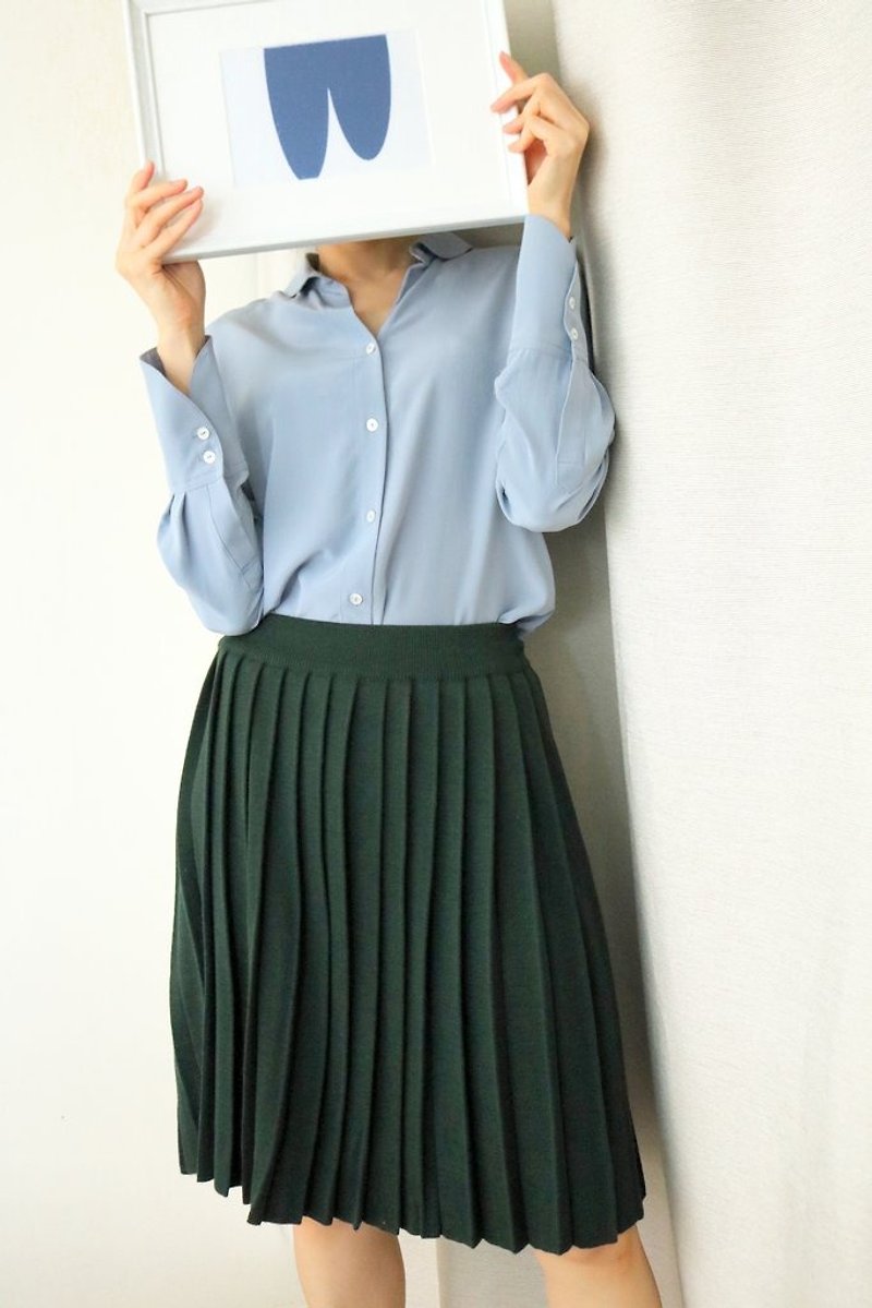 Yuko Skirt {Vintage} - กระโปรง - ขนแกะ สีเขียว
