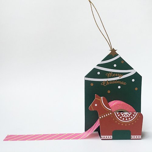 Qmono紙趣文房具 maste Xmas 聖誕吊飾 和紙膠帶 附切割器【木馬 (MST-MKT173-C)】
