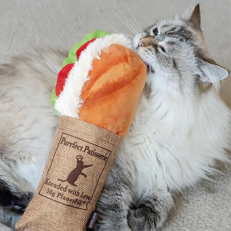 猫のおもちゃ 猫の草 野生の猫 面白い猫 フレンチツナサンドイッチ - おもちゃ - サステナブル素材 