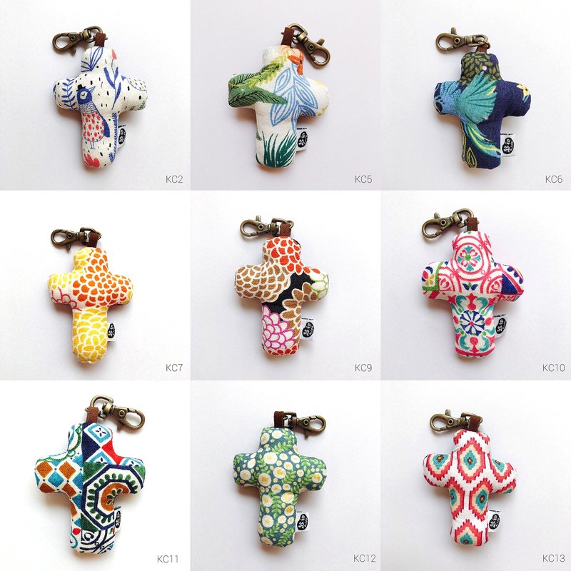 At first cross key ring. 8 models - ที่ห้อยกุญแจ - ผ้าฝ้าย/ผ้าลินิน สีน้ำเงิน