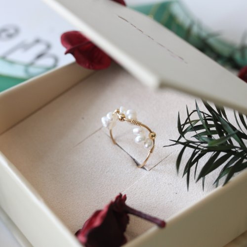 One N Only Jewelry 【母親節禮物】 海浪一波波珍珠白14KGF戒指