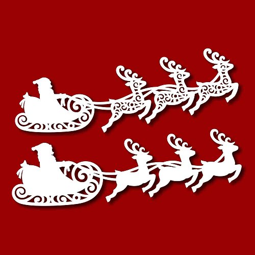 JustGreatPrintables Santa with sleigh svg, christmas deers svg, christmas sleigh svg, Cricut, SVG