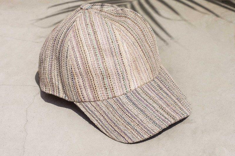Woven cotton and linen hat cap knit hat fisherman hat visor manual sports cap - red stripes - Hats & Caps - Cotton & Hemp Red