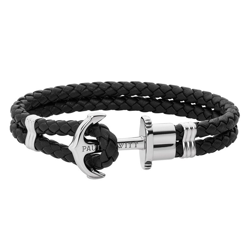 Paul Hewitt Anchor Bracelet PHREP Sliver PH-PH-L-S-B - 手鍊/手環 - 真皮 黑色