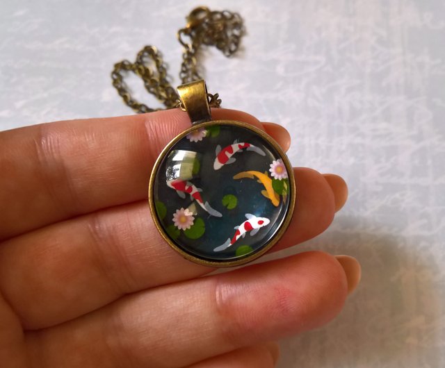 Handmade Gold/silver Koi Carp Pendant and Chain 