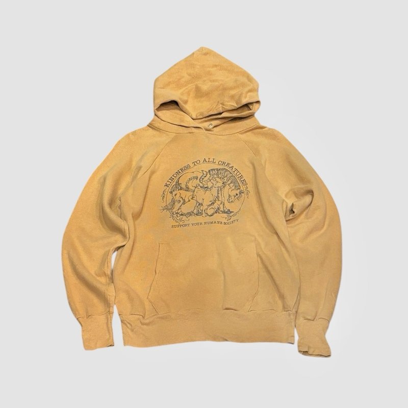Vintage 美國古著 卡其連帽上衣 sweatshirt - 帽T/大學T - 棉．麻 卡其色