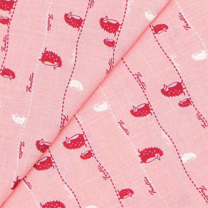 棉麻透氣布料－漫步一線間－櫻花粉 - 編織/刺繡/羊毛氈/縫紉 - 棉．麻 粉紅色