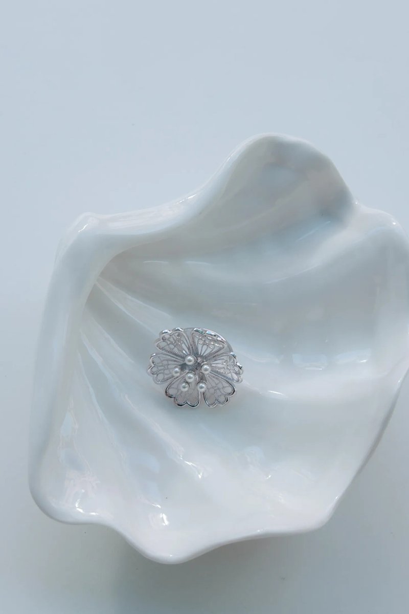 COR-DATE / Silver Tone / Patterned Band Ring - แหวนทั่วไป - วัสดุอื่นๆ 