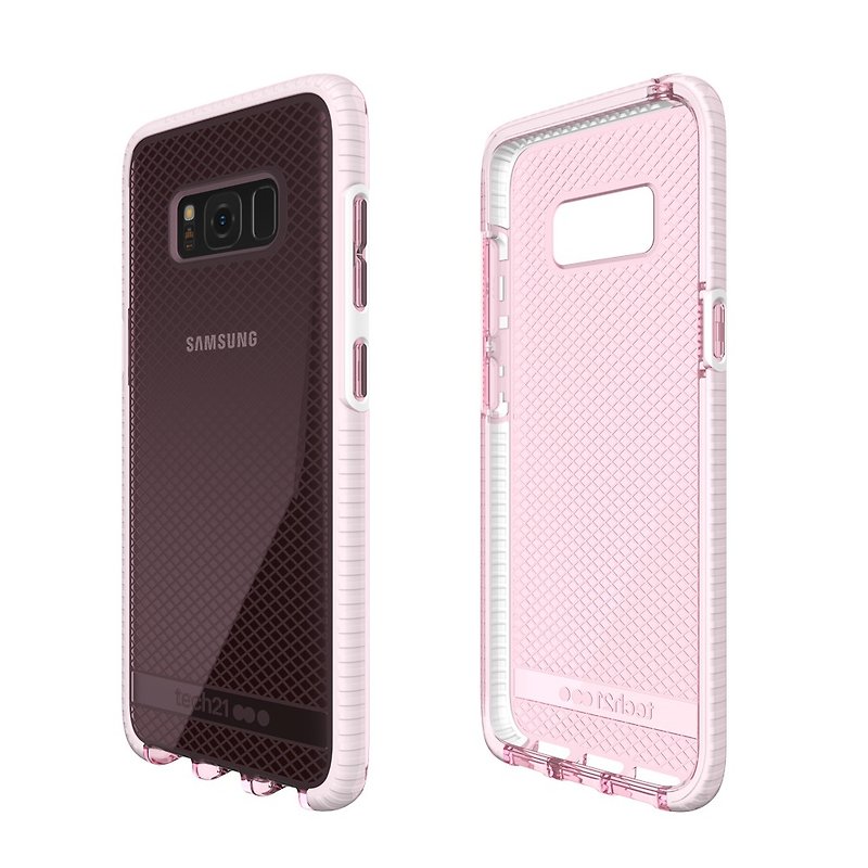 Tech 21 British Super Impact Evo Check Samsung S8 Anti-collision Soft Plaid Protective Case-Transparent Powder (5055517375696) - Other - Other Materials Pink