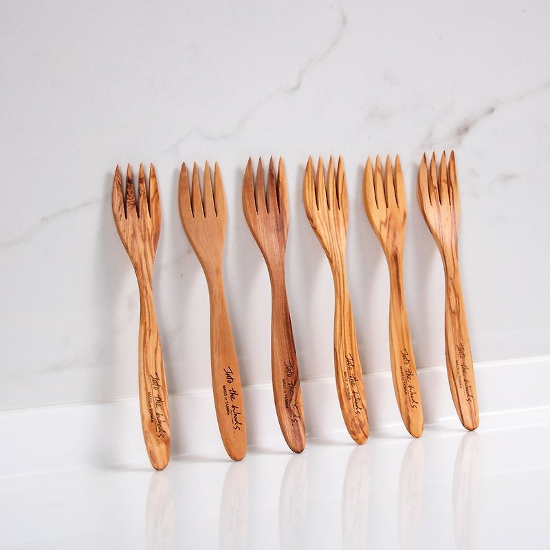 Olive Wood Classic Fork Set of Six - ช้อนส้อม - ไม้ สีนำ้ตาล