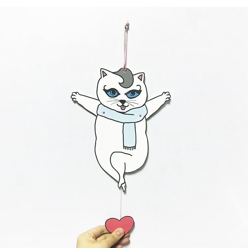 Elegant Cat / paper puppet card - พวงกุญแจ - กระดาษ ขาว