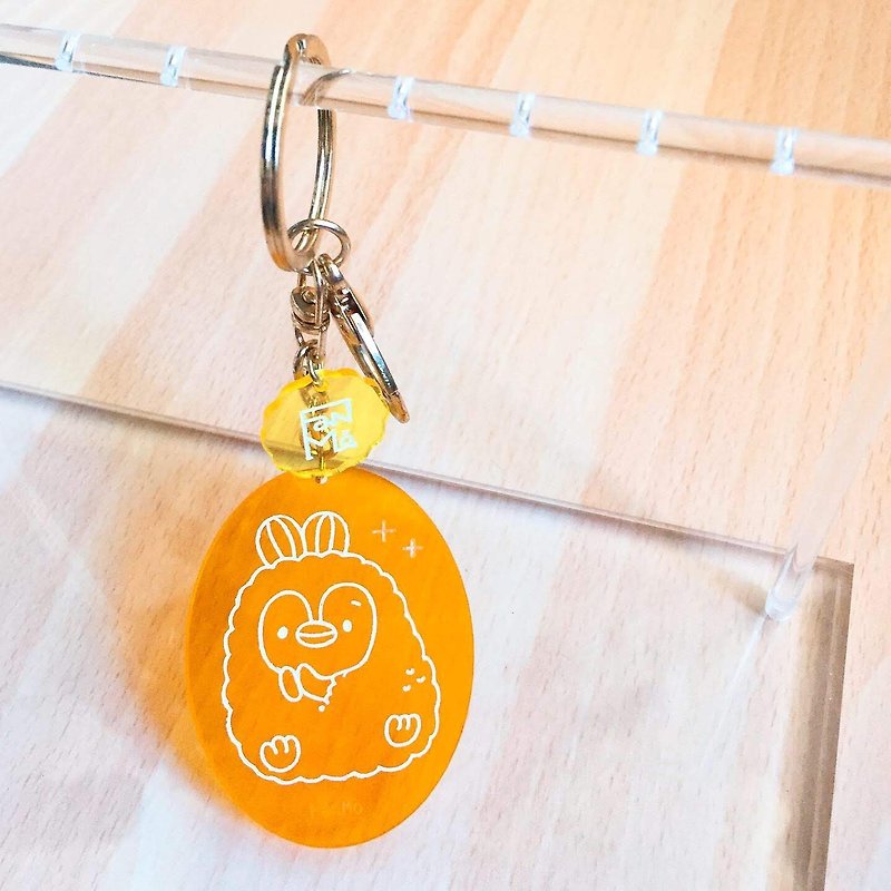 Fried shrimp penguin Poppy/ Acrylic key ring - ที่ห้อยกุญแจ - อะคริลิค สีส้ม