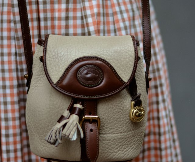 dooney&bourke ショルダーバッグ ベージュ×キャメル（bg010） 美品 ドゥーニー&バーク ☆ USA製 バイカラー ミニショルダー