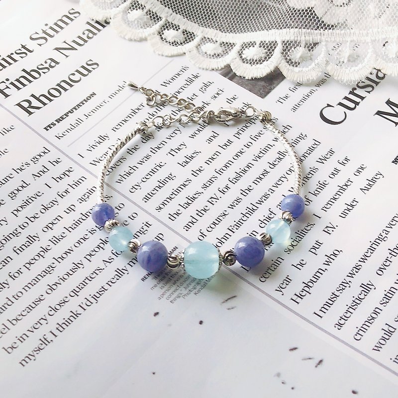 Crystal  Crystal Bracelet Bangle elastic - สร้อยข้อมือ - คริสตัล สีน้ำเงิน