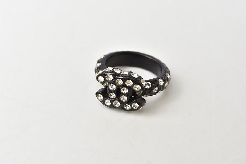 CHANEL Ring/Ring CHANEL Coco Mark Rhinestone Black No. 12 [Used] - General Rings - Plastic Black