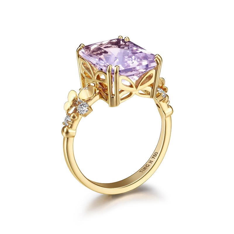 18K Gold Ring Lavender Amethyst Diamond | Bloom - Spring Melody - แหวนทั่วไป - เครื่องประดับ สีทอง