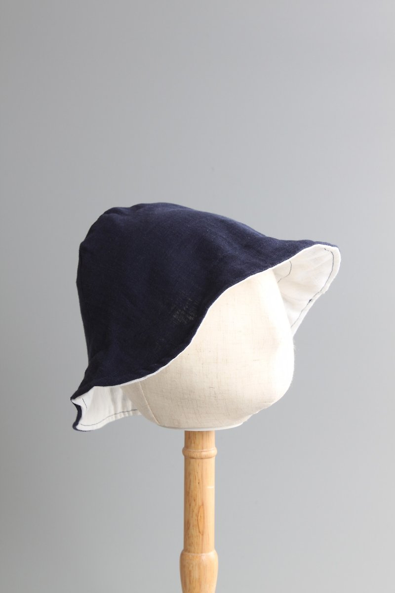 大人のシリーズ。Bonbies手作り両面帽子。日本のコットンソリッドカラー両面ダブルガーゼ。ママとパパの帽子の帽子ファミリーシリーズ - 帽子 - コットン・麻 ブルー