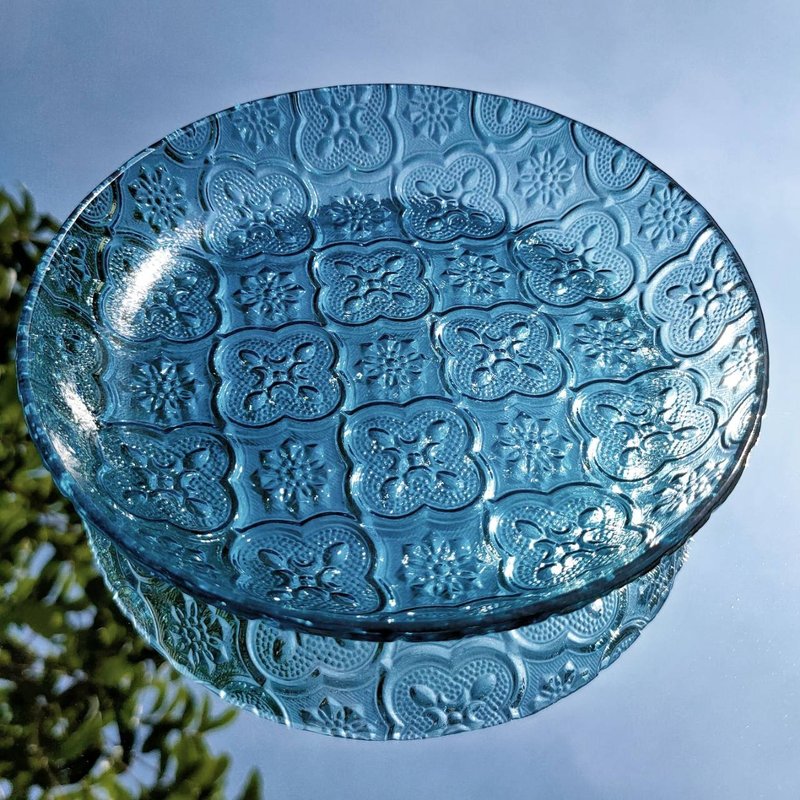彩晶海棠花玻璃盤 15.4公分中盤 海棠花玻璃 玻璃盤 飾品盤 - 盤子/餐盤/盤架 - 玻璃 