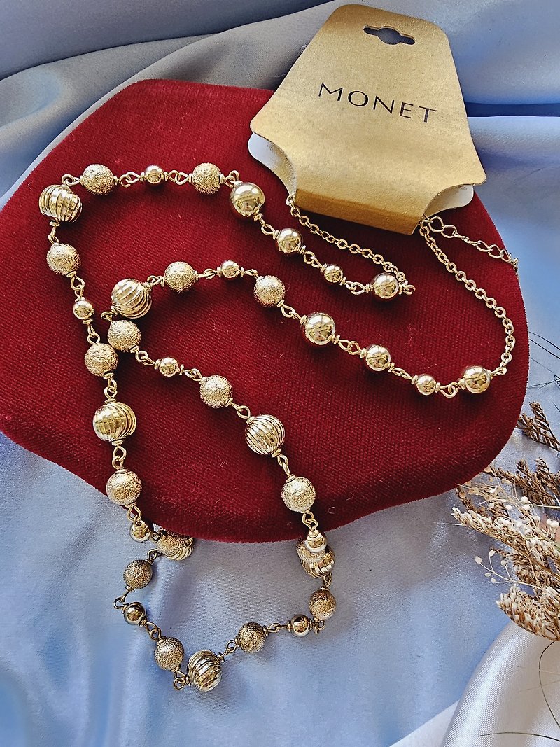 MONET Monet Sands Spiral Ball Modern Necklace/vintage American Western antique jewelry - สร้อยคอยาว - โลหะ 