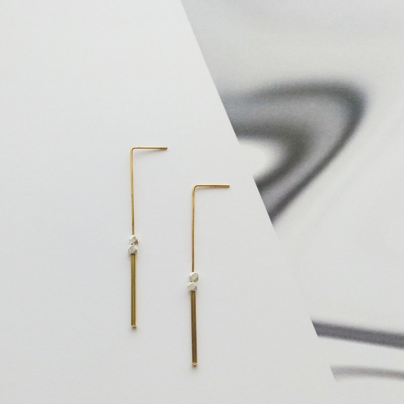 e103- Bronze silver beads earrings - Earrings & Clip-ons - Copper & Brass Brown