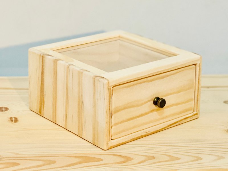 Transparent drawer table storage box 1st floor version [16 x16 x8.5] - Woodwork Series - Storage - Wood Khaki