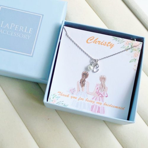 LaPerle Accessory 客製化 印卡 人名 珍珠 英文字母 頸鏈 項鍊 項鏈 婚禮小物