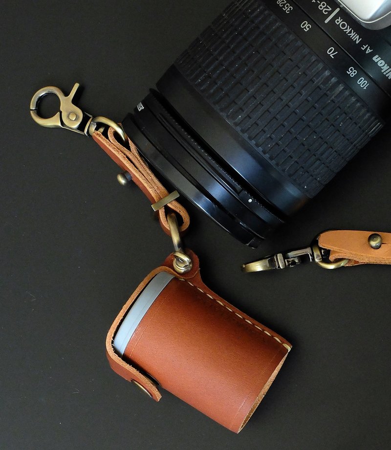 Film Bottle Case leather handcrafts Red Brown color - Leather Goods - Genuine Leather Brown