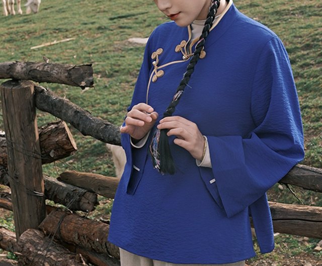 羊飼いの女の子の新しい中国風のレトロなチベットドレスゴールドエッジ